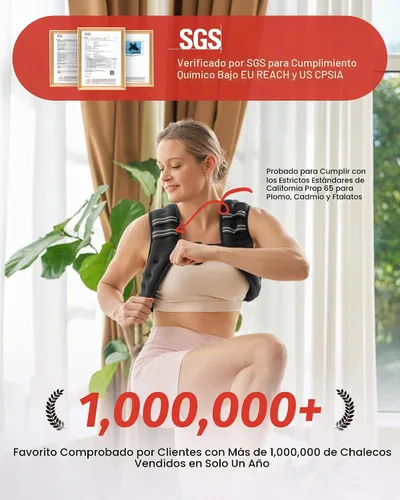 Vista 2 de ZELUS Chaleco con peso, chaleco de peso de 6 libras, 8 libras, 12 libras, 16 libras, 20 libras, 25 libras, 30 libras, con rayas reflectantes