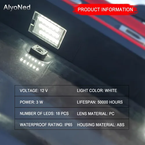 Vista 6 de AlyoNed - Luz LED para Placa de Matrícula, Compatible con Dodge Durango 2014-2022, Camioneta, Lente Transparente, 6500K Blanco