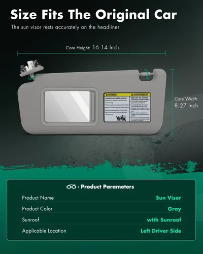 Vista 2 de SCITOO Visera solar izquierda del lado del conductor para Toyota para RAV4 2006-2012 gris