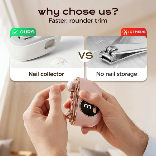 Vista 5 de Cortaúñas eléctrico automático, recortador de uñas eléctrico 3 en 1 con luz LED, diseño mejorado de doble hoja, molinillo de uñas eléctrico