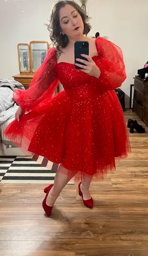 Vista 5 de Maxianever Vestidos de graduación de tul estrellado brillante para mujer, vestidos de fiesta de exalumnos, vestidos formales de noche