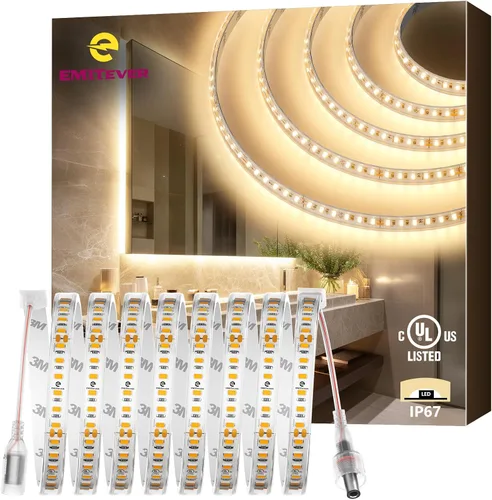 Vista 10 de EMITEVER Tira de luces LED para exteriores, impermeable, 16.4 pies, 2700 K, blanco cálido, 24 V, cinta LED de silicona regulable, iluminación IP67