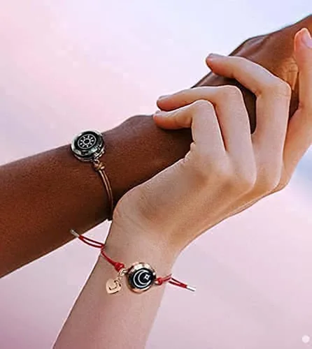 Vista 2 de LTQUS Pulsera parejas de larga distancia táctil bluetooth conexión damas y hombres regalo joyería conjunto (2 piezas)