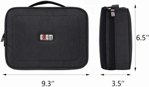 Vista 6 de Maleta organizadora Bubm. Maleta de dos niveles para viajes con bolsillo para accesorios electrónicos, Negro