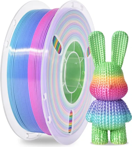 Vista 9 de Silk Rainbow 3D Printer Filament 1.75mm Multi-Color PLA Filament Fast Color Change Candy Color 3D Printing Filament, 1kg Spool Color caramelo