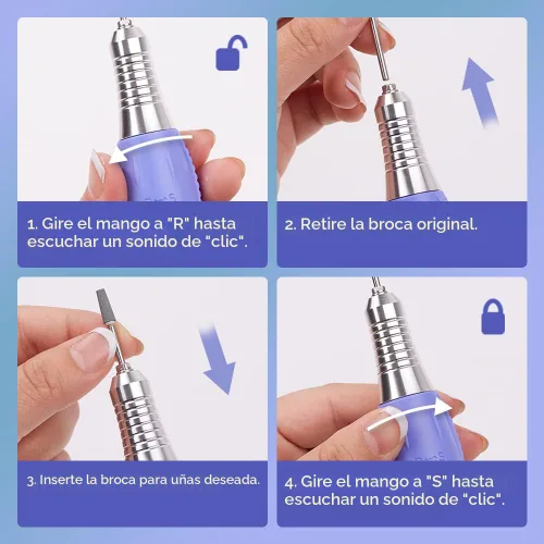 Vista 8 de Taladro de uñas eléctrico, Púrpura