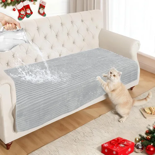 Vista 10 de NAISI Fundas de sofá para perros, funda impermeable de franela a rayas, apta para mascotas, lavable, protector antideslizante para sofá seccional