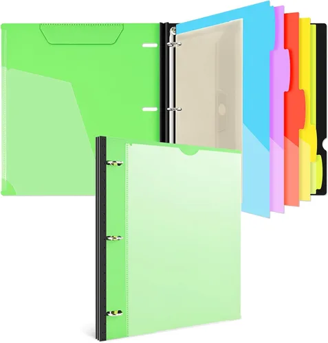 Vista 8 de INFUN Carpeta organizadora de proyectos telescópica de 3 anillos de 1 pulgada, 13 bolsillos, cubierta frontal personalizable, divisor de bolsillo