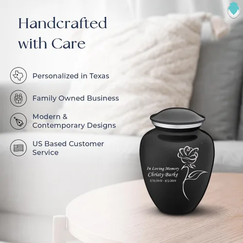 Vista 9 de Geturns Abraza pequeñas urnas de cremación de rosas personalizadas para cenizas humanas, urna funeraria negra para mujeres y hombres, 44 libras