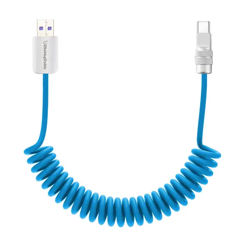 Vista 10 de chubbycable Curly Chubby - Cable de carga rápida USB C en espiral de 240 W, cable de carga retráctil trenzado duradero para automóvil compatible