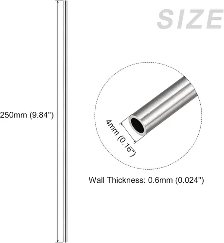Vista 2 de METALLIXITY Tubo de acero inoxidable 304 (0.157 in de diámetro x 0.024 in de pared T x 9.843 in de largo), 2 piezas, tubo recto, para muebles
