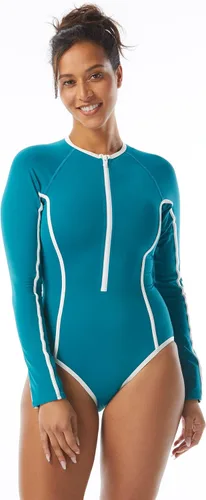 Vista 3 de BEACH HOUSE SPORT Traje de baño de una pieza con cremallera frontal de manga larga Sculpt - Top de bikini adicional