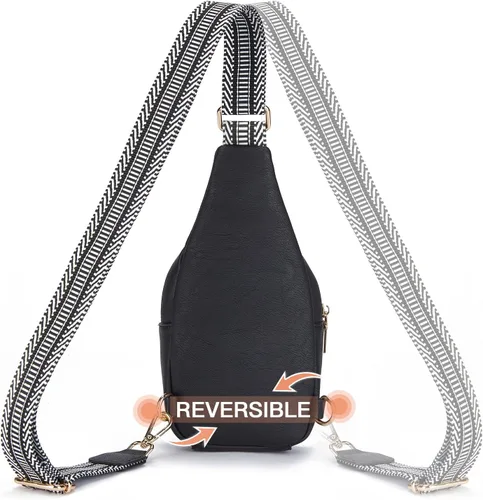 Vista 61 de Telena Riñonera pequeña para mujer, de cuero, cangureras, bolsa de pecho para mujer