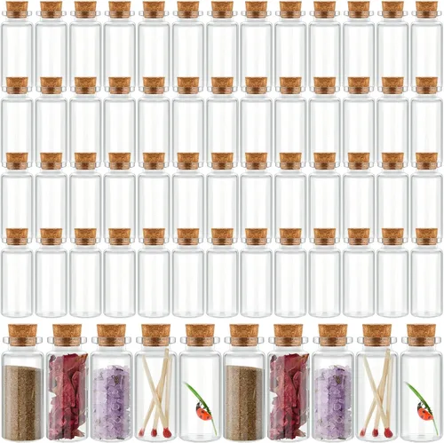 Vista 10 de Patelai 100 tarros pequeños de vidrio con tapas de corcho, mini botellas de poción a granel, pequeños frascos de hechizos para manualidades