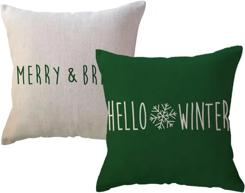 Vista 9 de ULOVE LOVE YOURSELF Hello Winter - Fundas de almohada de 18 x 18 pulgadas, color negro feliz y brillante, fundas de cojín decorativas de invierno