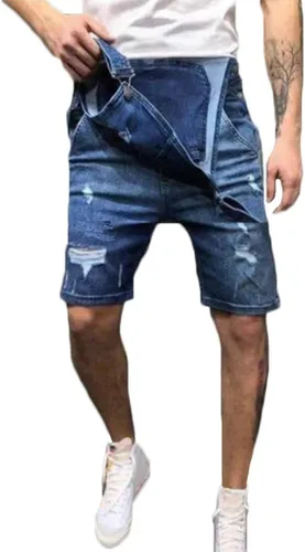 Vista 2 de lisenraIn Overol de mezclilla con pechera para hombre con bolsillos