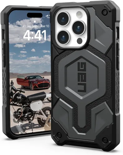 Vista 11 de URBAN ARMOR GEAR UAG Funda [Versión Actualizada] Compatible con Funda para iPhone 15 Pro de 6.1" Monarch Pro Negro Imán Integrado Compatible
