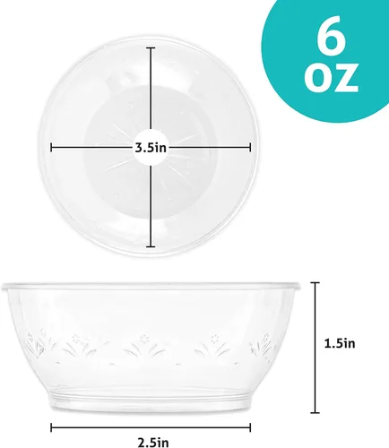 Vista 2 de PLASTICPRO Cuencos de plástico duro de 6 onzas – Cuencos de helado desechables transparentes de calidad premium, paquete de 20