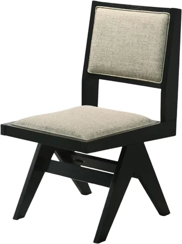 Vista 4 de Contemporary 2pc Dining Arm Chairs Set for Room Table & Seating Kitchen Chairs Fabric Upholstered Plank Arms Oak Veneer Rubberwood,Black-2set