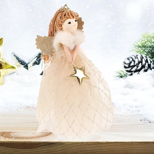 Vista 8 de VILLCASE Decoración para árbol de Navidad de ángel, adorno para árbol de Navidad, decoración de árbol de Navidad para el hogar, vacaciones, fiesta
