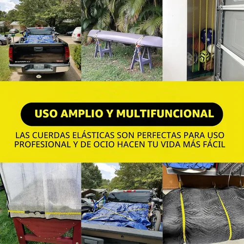 Vista 7 de Cartman Ultra 48" negro/amarillo cuerda plana de bungee, 4pk x 48" Rubber Straps Extend from 4 to 10 ft, Spread Pressure Across Cargo and Use