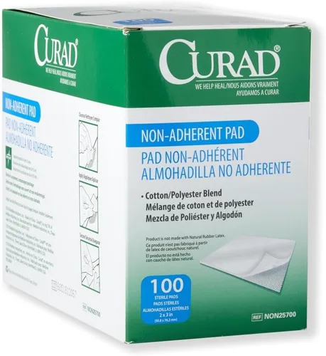 Vista 6 de Curad Almohadillas estériles no adherentes, suaves, perforadas, absorbentes, algodón/poliéster, 2" x 3", estériles, 100 almohadillas