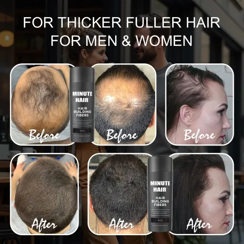 Vista 7 de Botella de tamaño grande de 0.97 oz llena de fibras Minute Hair Fibers. Fibras de construcción de cabello de alta calidad. Gran cantidad de fibras