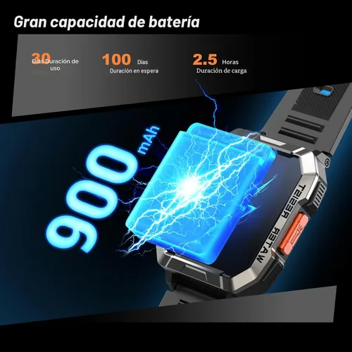 Vista 3 de Reloj inteligente militar para hombre (respuesta/hacer llamadas), reloj inteligente de 2.01 pulgadas para Android y iPhone, rastreador de actividad
