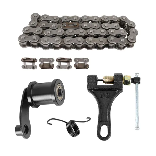 Vista 8 de Tensor de cadena 420 Cadena de resorte de rodillo 42L Link 4 Master Link Chain Breaker con rodillo de 1-3/4 pulgadas para 212cc 6.5Hp 196cc 125cc