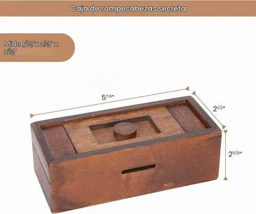 Vista 3 de Bits and Pieces - Guarde su dinero en esta caja secreta, rompecabezas - Secreto compartimiento de madera, juego de cerebros para adultos