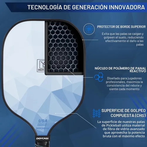 Vista 3 de YC DGYCASI Juego de 2 palas de pickleball aprobadas por USAPA 2026, raquetas ligeras de fibra de vidrio para pickleball, paquete de 2, 2 pelotas
