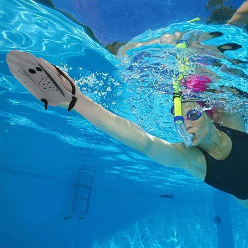 Vista 7 de Raquetas de natación de contorno de mano, paletas de entrenamiento de natación con correas ajustables, paletas de mano de natación para mujeres