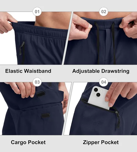 Vista 5 de Bikewa Pantalones cortos de ciclismo de montaña para hombre, con acolchado 3D, ajuste holgado, con bolsillos con cremallera