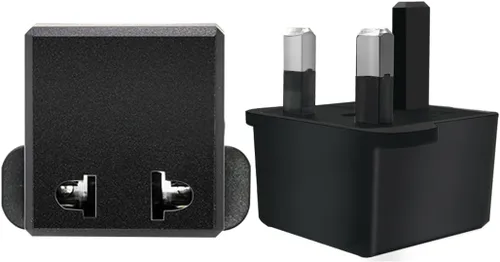 Vista 4 de (Negro-2 piezas) US/EU a UK Enchufes Adaptador de enchufe UE a Reino Unido Enchufes convertidor de corriente Enchufes de 2 pines Enchufe de EE.UU. a