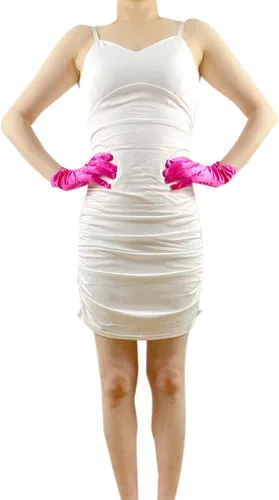 Vista 20 de Vestido de novia de satén para mujer, fiesta de ópera, guantes de los años 20, guantes hasta la muñeca