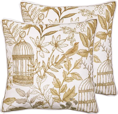 Vista 62 de patdrea Funda de almohada de terciopelo francés de diseño, 18 x 18 pulgadas Aviario