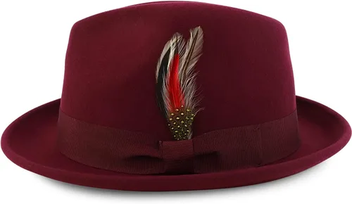 Vista 2 de Armycrew Fedora clásica de fieltro de lana 100% con plumas que se adapta hasta 2XL