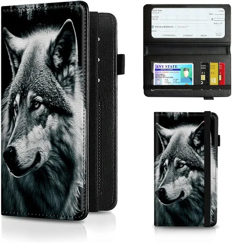 Vista 84 de Funda para chequera para hombres y mujeres, cartera de cuero RFID con ranuras para tarjetas de crédito, soporte de cheques duplicados personales