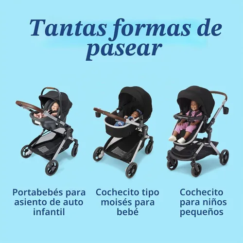 Vista 3 de Graco Modes Nes Sistema de viaje, combo modular de asiento de auto y carriola 3 en 1, portabebés de asiento de auto ajustable Slide2Me, moisés