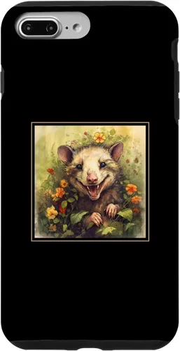 Vista 9 de iPhone 14 Zarigüeya Jardín Flores Pintura Mascota Mamá Papá Caso