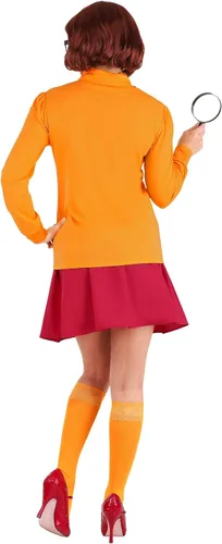 Vista 8 de Plus Size Women's Scooby Doo Velma Costume, Orange Turtleneck Sweater & Knee High Socks, Red Skirt & Glasses