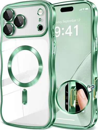 Vista 15 de GVIEWIN Funda para iPhone 16 Pro Compatible con MagSafe, Mejorada [Protección Completa de la Cámara][Marco de Ondas Lindo][Protección de Grado