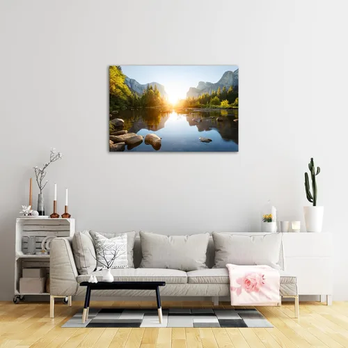 Vista 3 de SKASNFAI Arte de Pared en Lienzo del Parque Nacional, Pintura de Paisaje Natural de Montaña, Arte Enmarcado para Decoración del Hogar, para Sala
