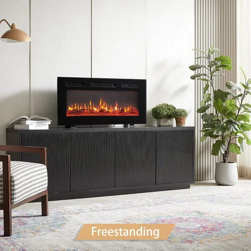 Vista 2 de Efiretric® Grace - Chimenea eléctrica 3 en 1 de 36 pulgadas de ancho (EF449), independiente, montada en la pared, empotrada, efecto de llama de 9