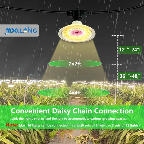 Vista 2 de Luces LED de Crecimiento para Exteriores, Luz de Crecimiento de Cadena Impermeable, Luces de Crecimiento de Plantas de Espectro Completo con Cable