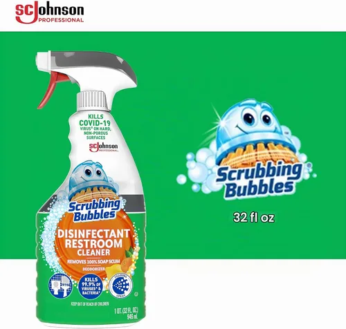 Vista 3 de SC Johnson Professional Scrubbing Bubbles - Limpiador desinfectante para baño, 32 onzas/caja cantidad 8