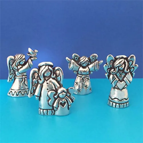 Vista 2 de Basic Spirit Blessing Angels - Juego de 4 figuras coleccionables inspiradoras de peltre y estatuas coleccionables de estatuas de terciopelo, Peltre