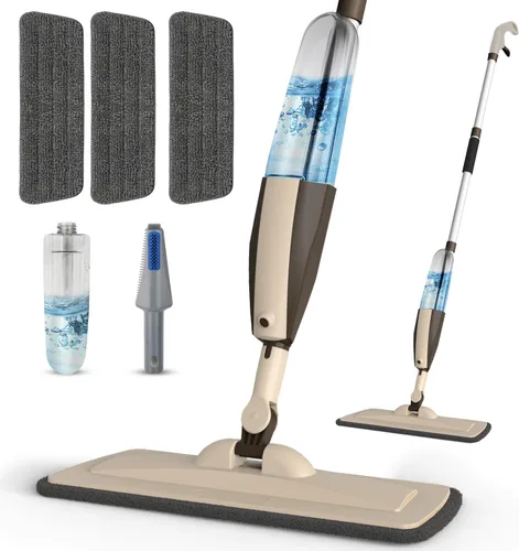 Vista 18 de Trapeadores para limpieza de suelos con rociador húmedo con botella recargable de 14 onzas y 2 almohadillas de microfibra lavables, uso doméstico
