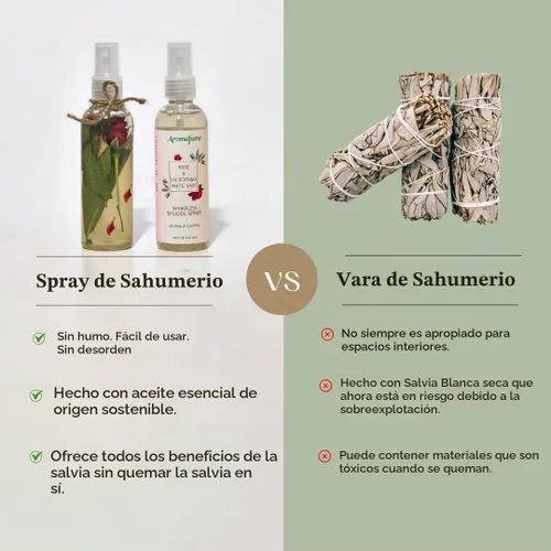 Vista 7 de Spray de manchas de salvia blanca y rosa para limpieza espiritual