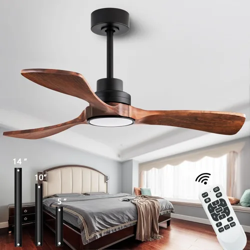 Vista 14 de Ventilador de techo silencioso de 52 pulgadas con control remoto, 3CCT, acabado de nogal. 3CCT, mobile app, full memory function, for use in